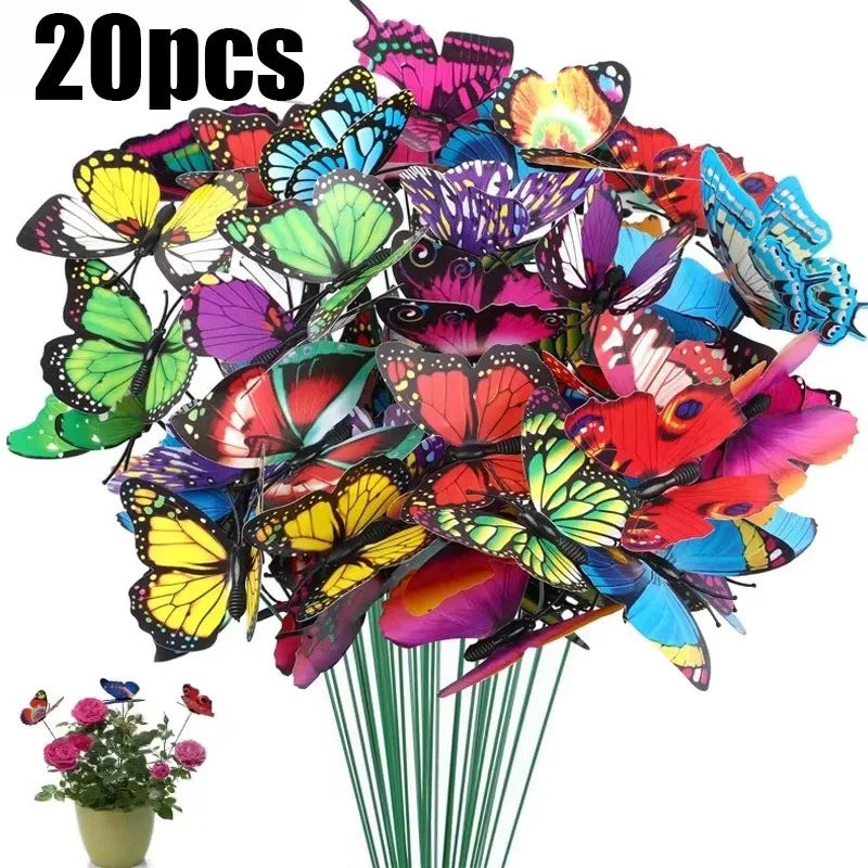 5/10/20/30pcs Outdoor Waterproof Glowing Butterfly Ground Stakes For Yard Lawn Decoration, Luminous Butterfly Ornaments Durable Oasis Select 20pcs