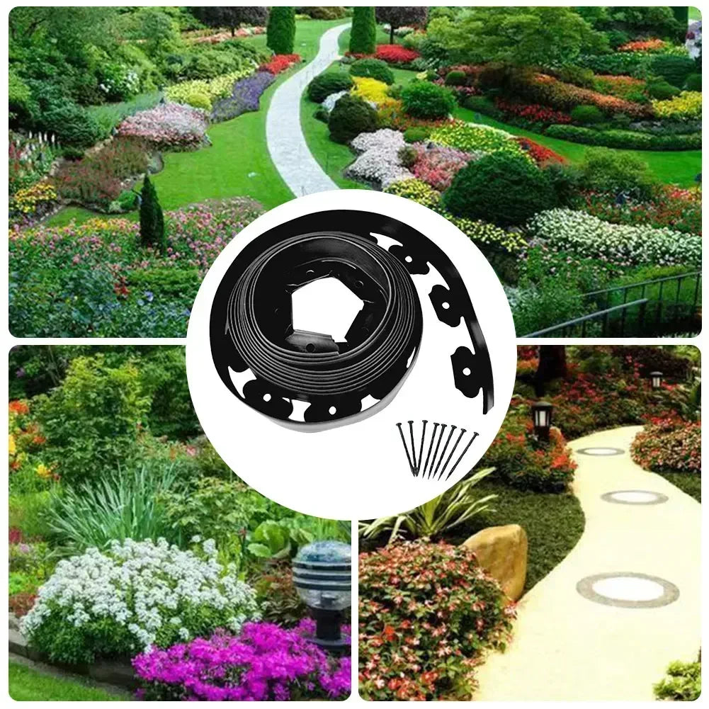 10M L Shaped Lawn Edging Heavy Duty Landscape Border for Grass Gravel Separation Pavement Edge Restraint DIY Garden Barrier Oasis Select