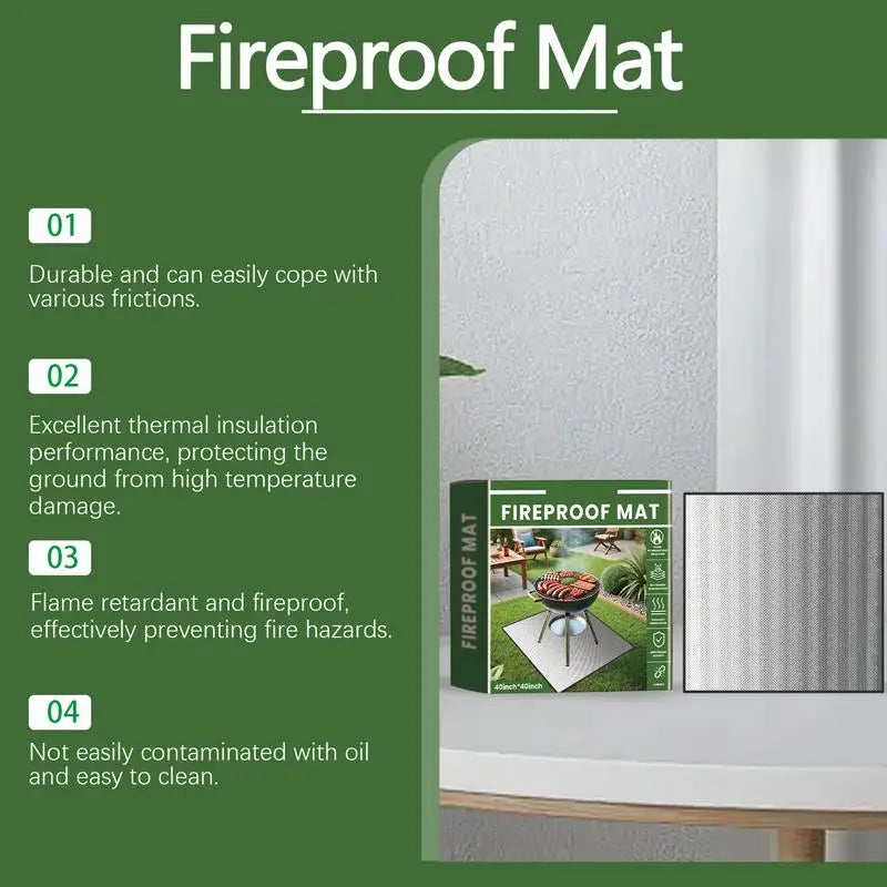 Outdoor BBQ Mat Floor Protector Mat camping Heat Resistant Fireproof Mat Anti-Slip Reusable Oilproof Waterproof Fireplace Mat Oasis Select