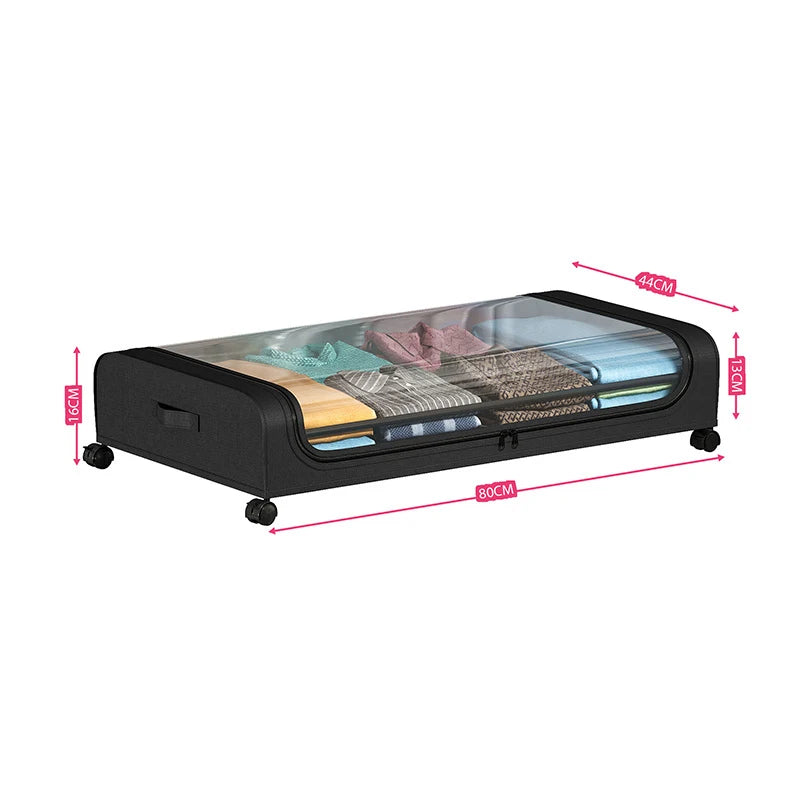 Underground Storage Boxes Bedroom Sliding Containing Box Large Clear Dust-proof Storage Bin Clothing Organizer with Lid Boxes Oasis Select Black - Arc