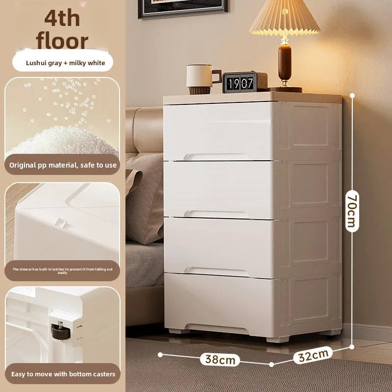 Baby clothes storage cabinet Household double door children's wardrobe Plastic baby toys clothing drawer storage cabinet Oasis Select White 4th floor