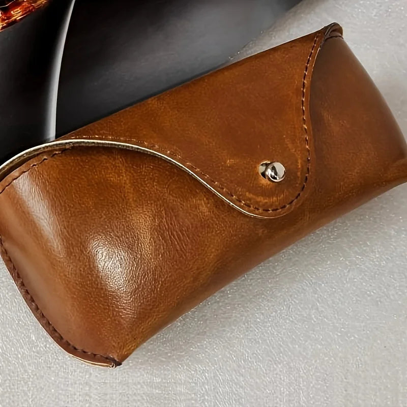 1pc Faux Leather Eyewear Case, Portable Snap Button Glasses Box - Handmade Soft Case Suitable for Most Sunglasses & Eyeglasses Oasis Select