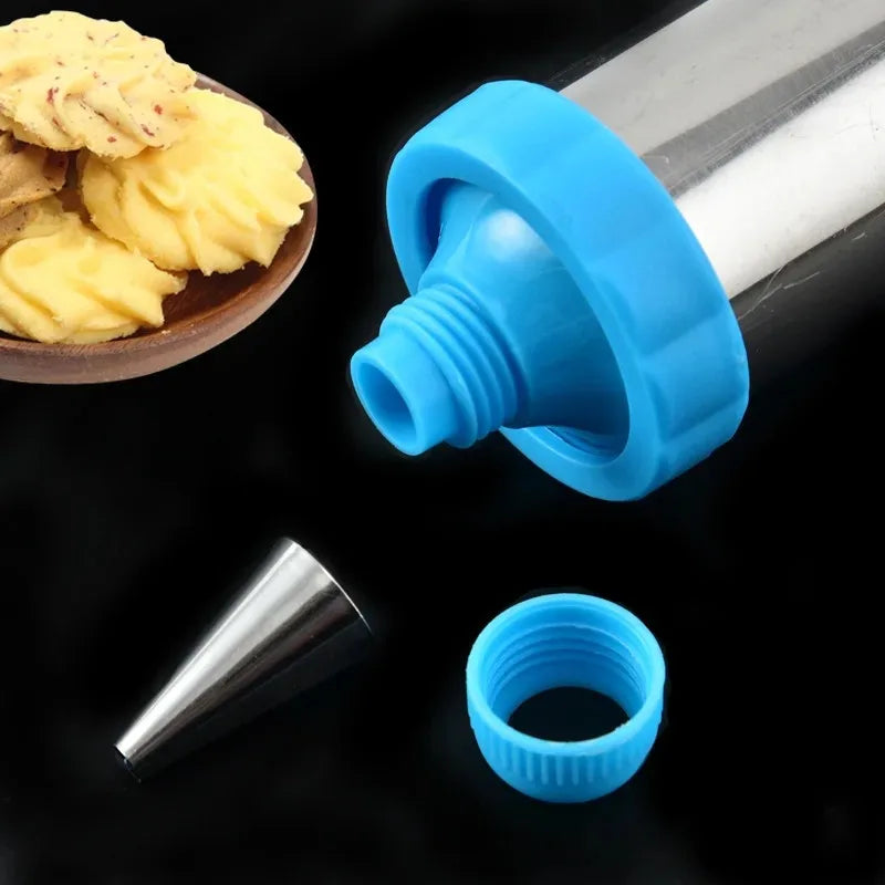 Cookie Decorating Gun Set – Stainless Steel & 3 Nozzles Cookie Decorating Press Oasis Select