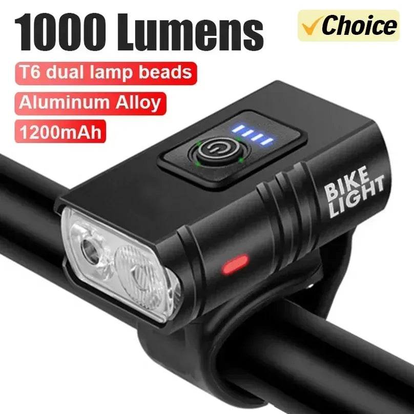 USB Rechargeable Bike Light Set 1000LM Super Bright LED Front Light with Intelligent Sensor Rear Taillight Waterproof Safety Kit Oasis Select Bike light B 1PC