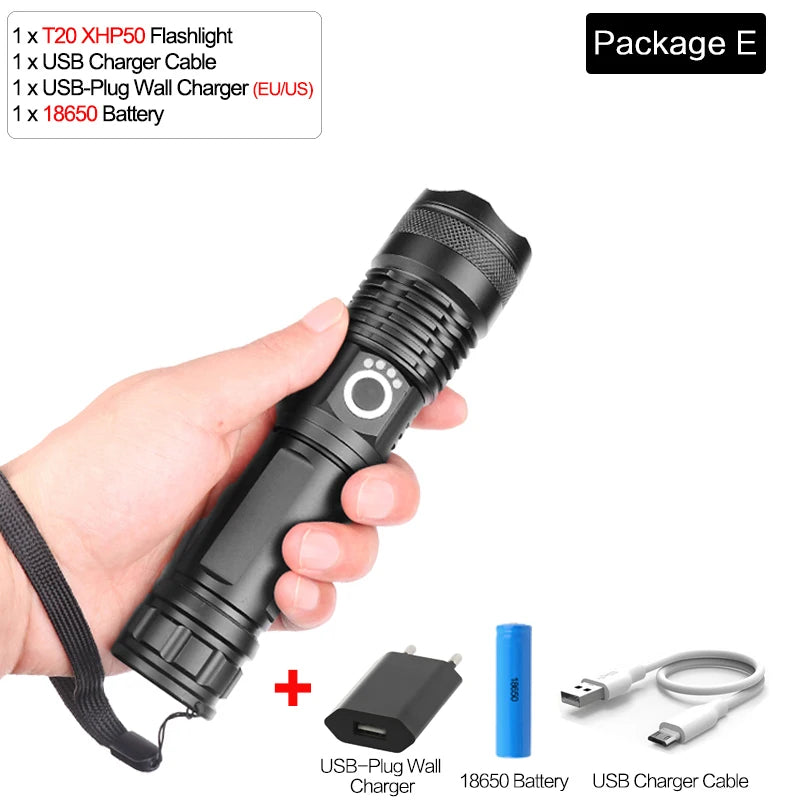 POCKETMAN XHP90.2 LED Tactical Flashlight 3800lm USB Rechargeable