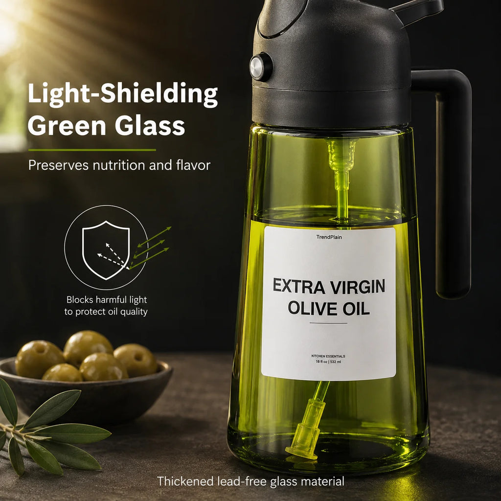 2-in-1 16oz 470ml Brown Glass Oil Sprayer Leakproof Eco-Friendly Olive OilDispenser Perfect for Cooking BBQ Grill Air Fryer Oasis Select
