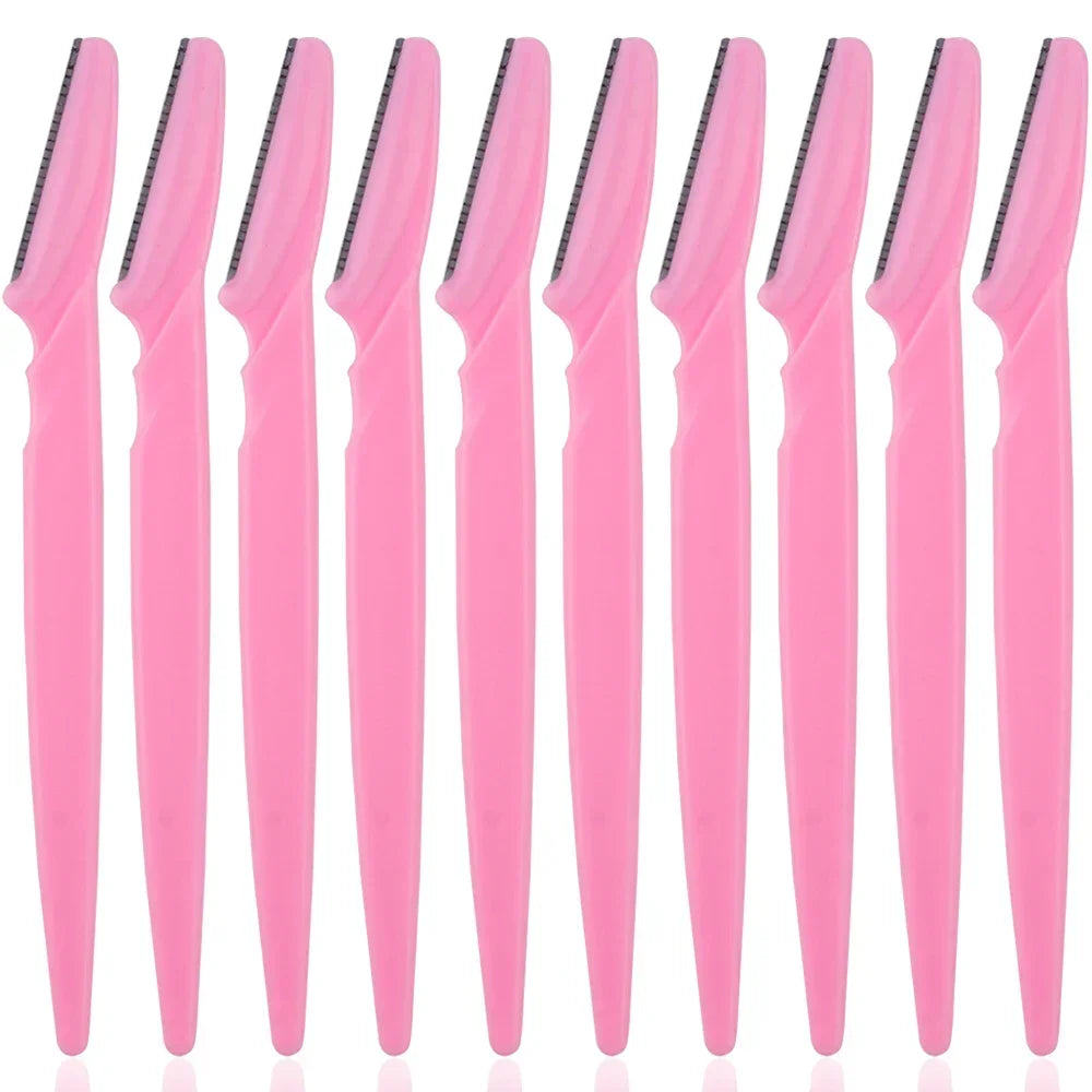 5/10Pcs Eyebrow Trimmer Face Blade Shaver Portable Eye Brow Epilation Hair Removal Safety Eyebrow Cutting Woman Makeup Tools Oasis Select 10Pcs Pink