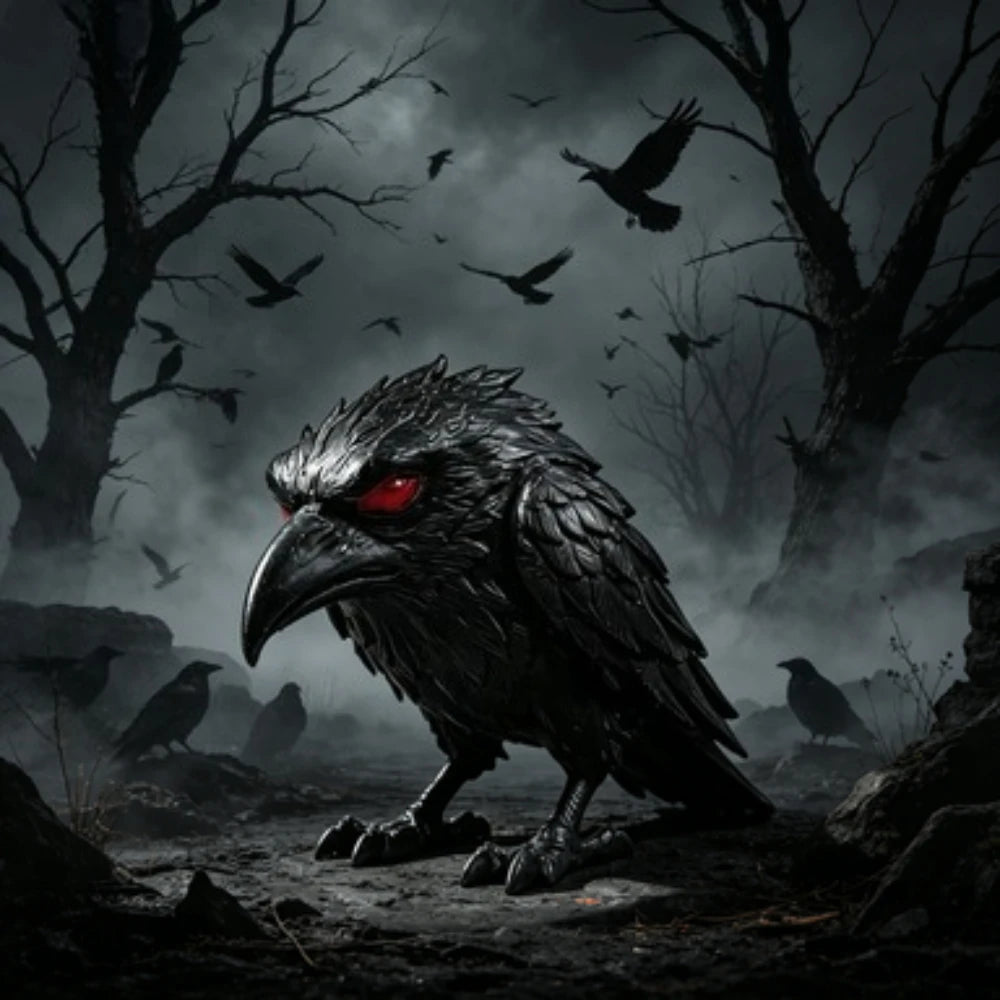 3D Printed Gothic Raven Statue for Halloween Weird Dark Art Crow Figurine Indoor Home Tabletop Desktop Aesthetic Decor Ornament Oasis Select