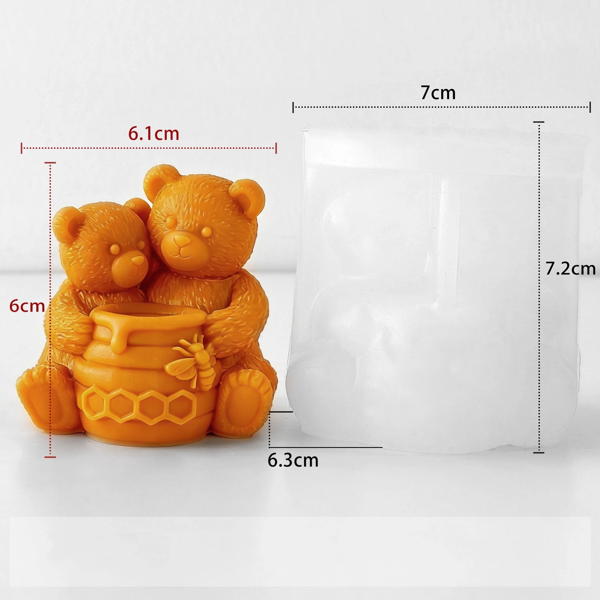Honeycomb Bear Handmade Scented Candle Decor Silicone Mold DIY Animal Bear Resin Drip Casting Plaster Silicone Mold Oasis Select J-5521