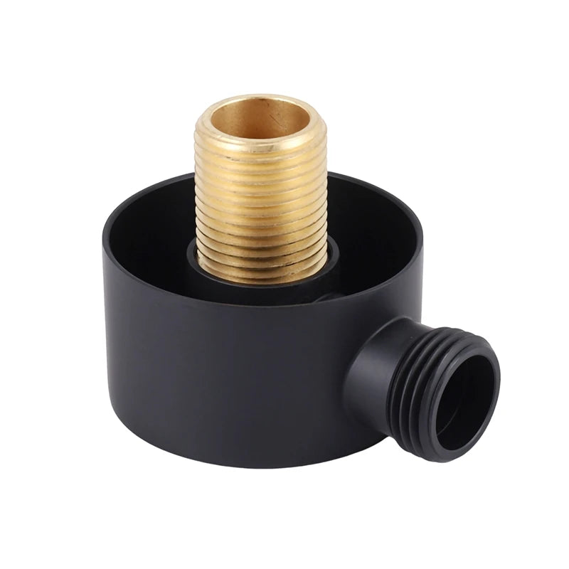 Wall Supply Elbow,Brass Round Wall Mount Shower Hose Connector Accessories G1/2Inch Water Outlet for Shower-Black Oasis Select