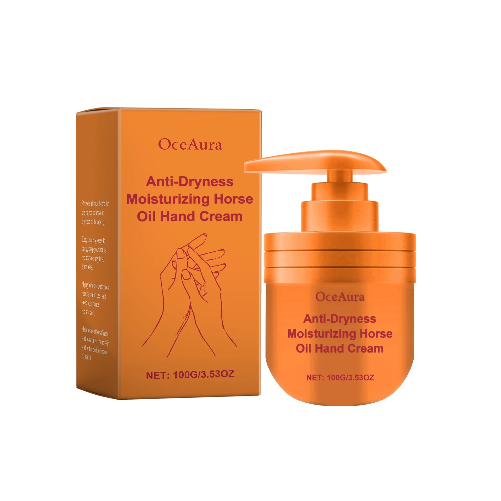 Horse Oil Hand Cream Nourish Dry Skin Moisturizing Soften Anti Cracked Repair Skin Barrier Fragrant Brighten Hand Care Product Oasis Select 100g boxed
