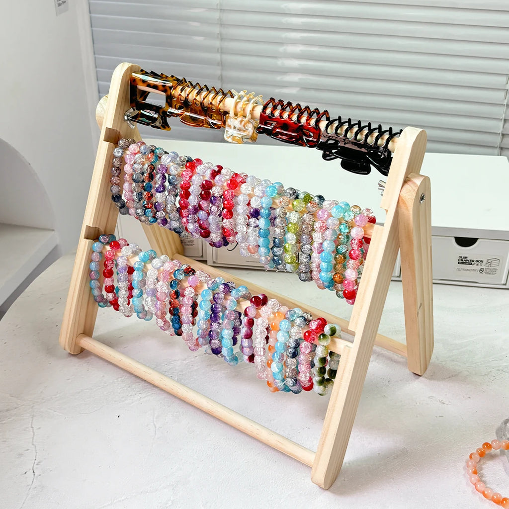 Solid wood multi-layer bracelet storage rack, necklace and ankle chain trapezoidal display rack, large capacity organizing rack Oasis Select
