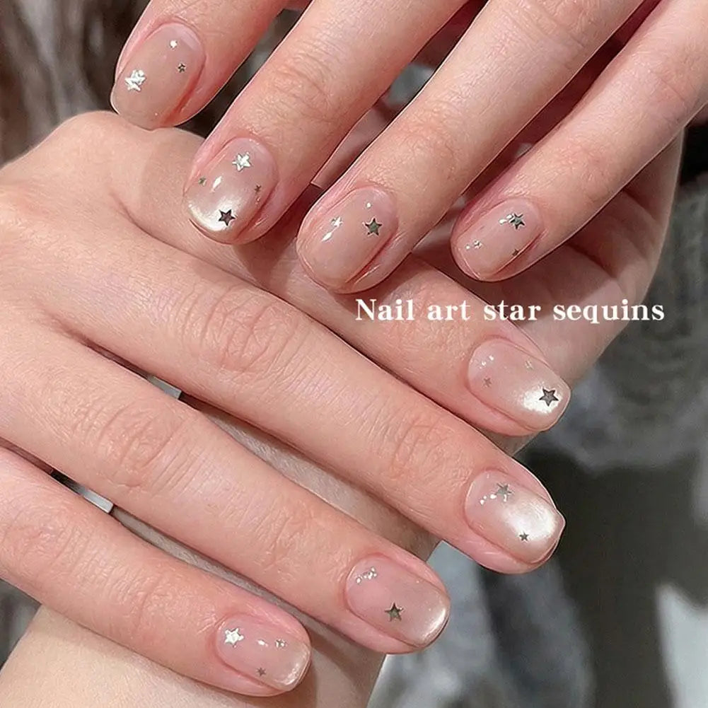 Silver Star Nail Glitter Sequins – Shiny Flakes & Charms Nail Art Sequins Oasis Select