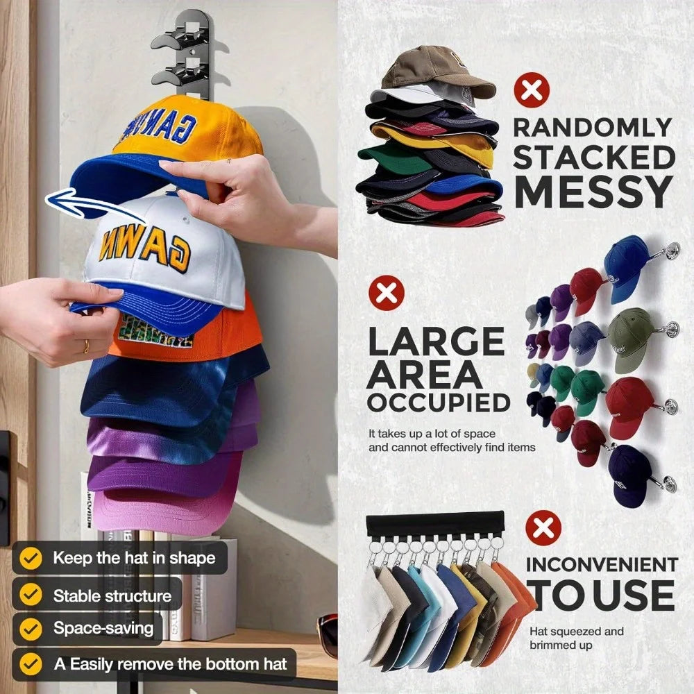 Heavy Duty Cap Organizer, Vertical Hat Rack Holds 20+ Caps,Space Saving Plastic Holder with No Tools Assembly for Bedroom,Closet Oasis Select