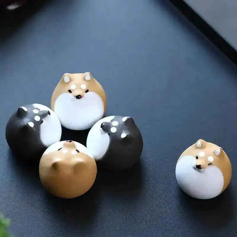 Purple Clay Tea Pet Shiba Inu Figurine Handmade Dog Egg Tea Plaything Akita Inu Clay Tea Table Tea Pet Oasis Select
