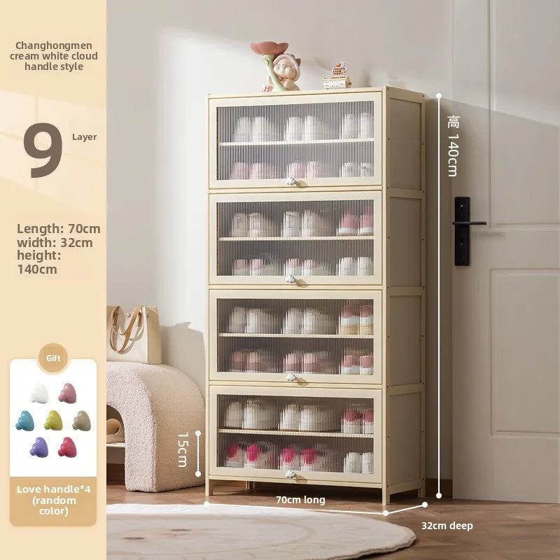 Cream wind dopamine shoe cabinet household simple door multi-layer dust storage shoe rack Oasis Select 9th floor 70