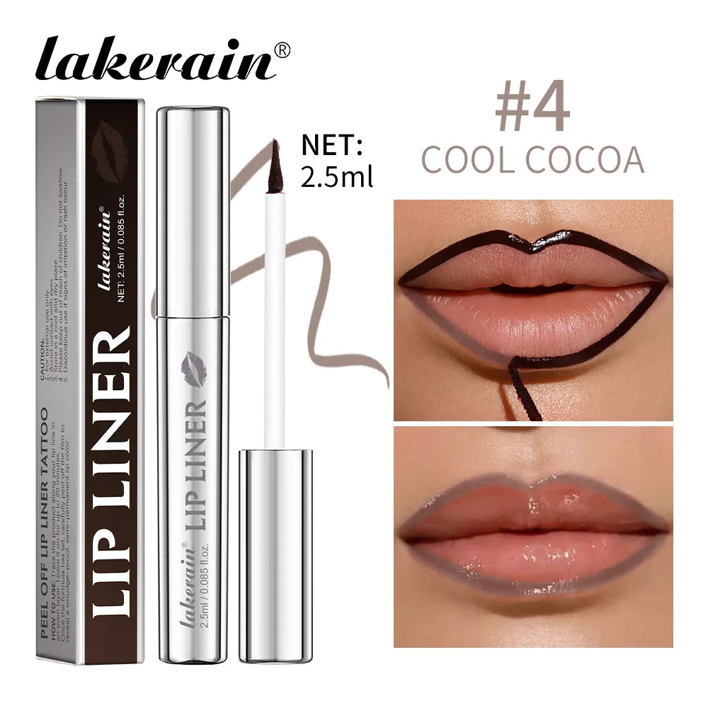 Lakerain Peel Off Lip Liner Waterproof Smudge-proof Lip Liner Long Lasting Color Non-fading Hydrate Nourish Lip Contour Makeup Oasis Select Cool Cocoa