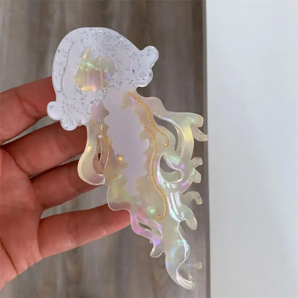 1Pcs New Shark Jellyfish Hair Clip Acetate Labge Marine Life Hair Claw Summer Beach Colorful Hair Accessories Women Girls Oasis Select