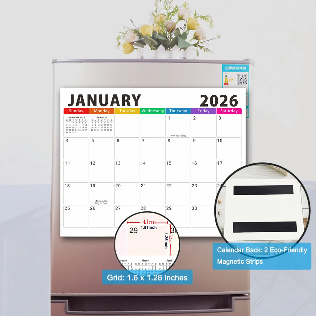 18-month magnetic calendar, January 2026 to June 2027 refrigerator calendar, tear-off 8" x 10" calendar Oasis Select