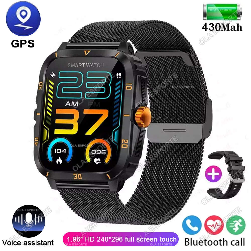 Ola Esporte 1.96" Military Smartwatch – GPS & Bluetooth Calls