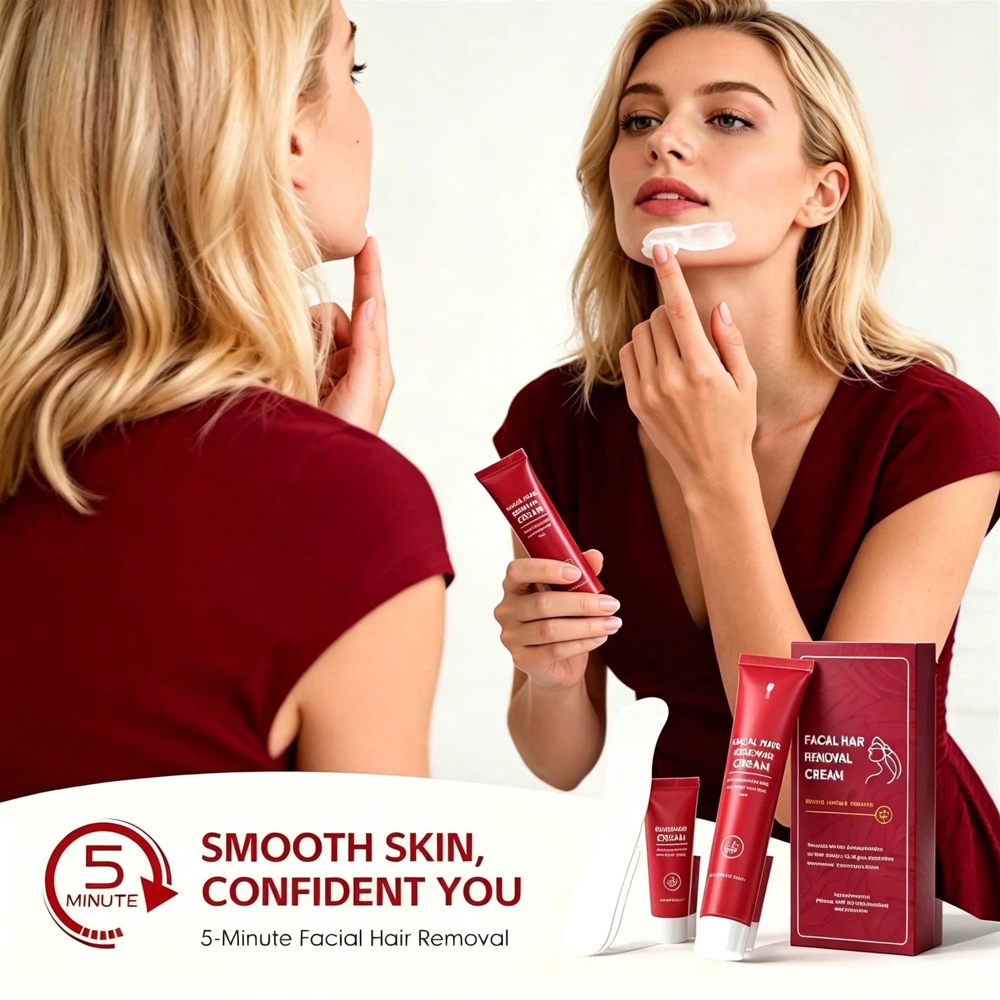 Facial Hair Remover Cream Kit for Women Coarse Gentle Depilatory epilatory Creams Face Upper Lip Chin, For Smooth Skin Cream Oasis Select