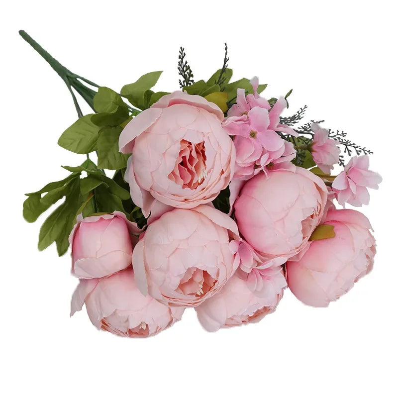 13 Heads Silk European Style Peony Bouquet Artificial Flower Rose Wedding Bride Bouquet Decor For Home Hotel Table Accessories Oasis Select G