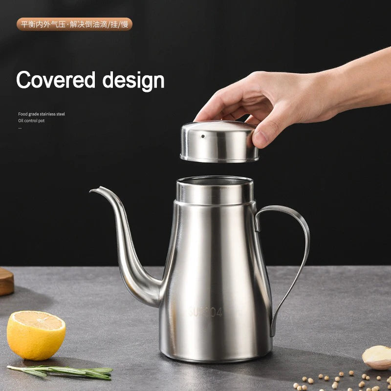 304 Stainless Steel Oil Pot Kitchen Oil Bottle Oil Tank Pot Household Edible Oil Pot Large Oil Tank Oil Pot Pouring Oil Bottle Oasis Select