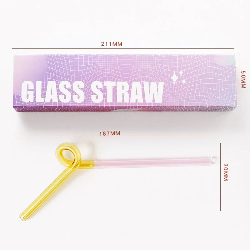 Knotted Colored Glass Straws Lightweight Smooth Edge Gift for Men Women and Kids Practical Stylish Versatile Suitable for Photos Oasis Select BJ00577