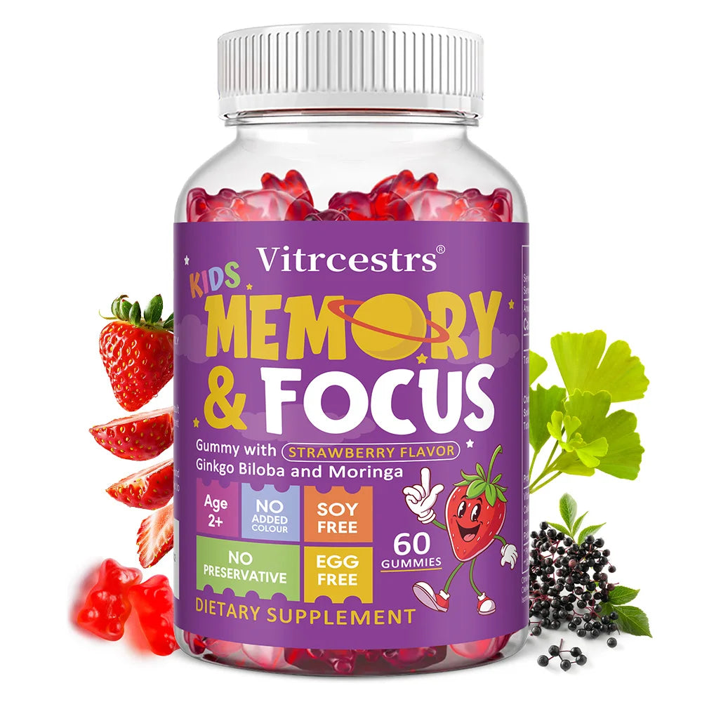 Focus Gummies for Kids & Teens | Ginkgo Biloba, Non-GMO Kids Focus Supplement Oasis Select