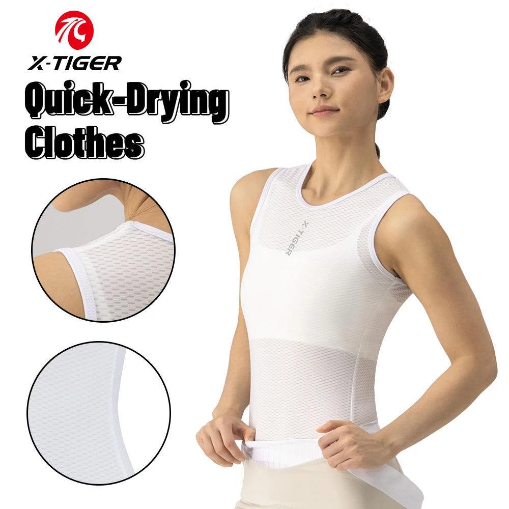 X-TIGER Women's Cycling Base Layer Top Sleeveless Summer Breathable Mesh Road Bike Vest Quick Dry Sports Cycling Underwear Oasis Select