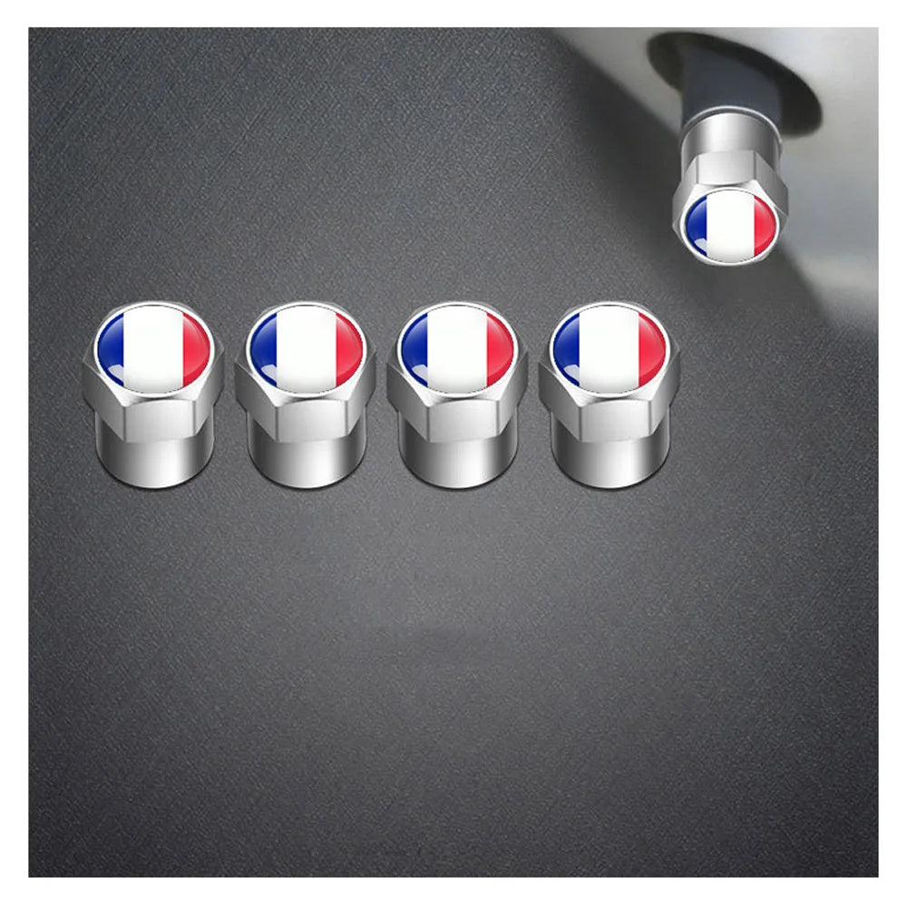 4Pcs National Flag Car Tire Valve Caps Aluminium Alloy Wheel Tires Tire Stem Air Cap Airtight Covers for Cars, Motorcycles Bike Oasis Select FR