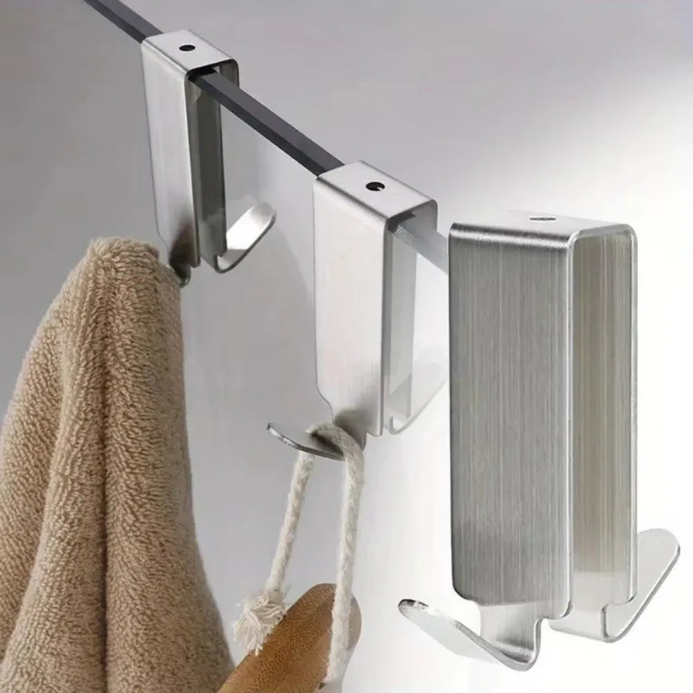 Stainless Steel Shower Door Hook Easy Install No Drilling Bathroom Hook Double Side Door Mount Hanger Shower Towel Rack Oasis Select