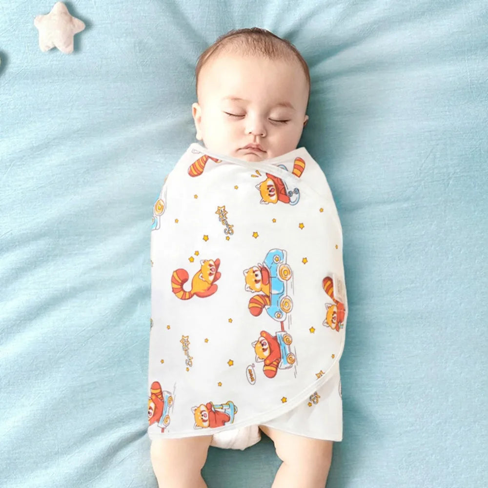 Comfortable Anti-startle Sleeping Bag Cotton Single Layer Swaddle Blanket Cartoon Newborn Wrap Oasis Select