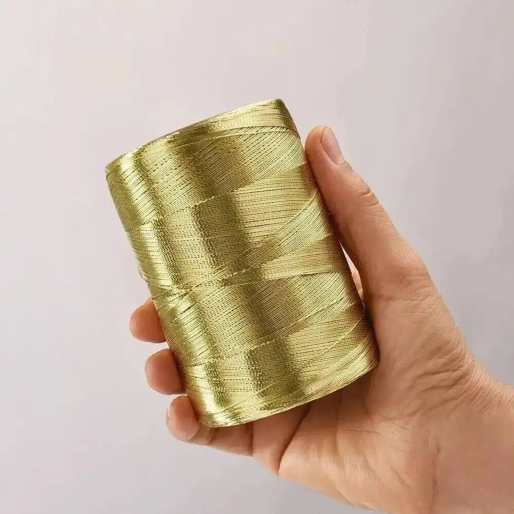 200g Metallic Yarn Glitter Gold Sliver Cord Thread DIY Sewing Accessories Handmade Knitting Crochet Handbag Purse Yarn Oasis Select 06.gold Light Gold