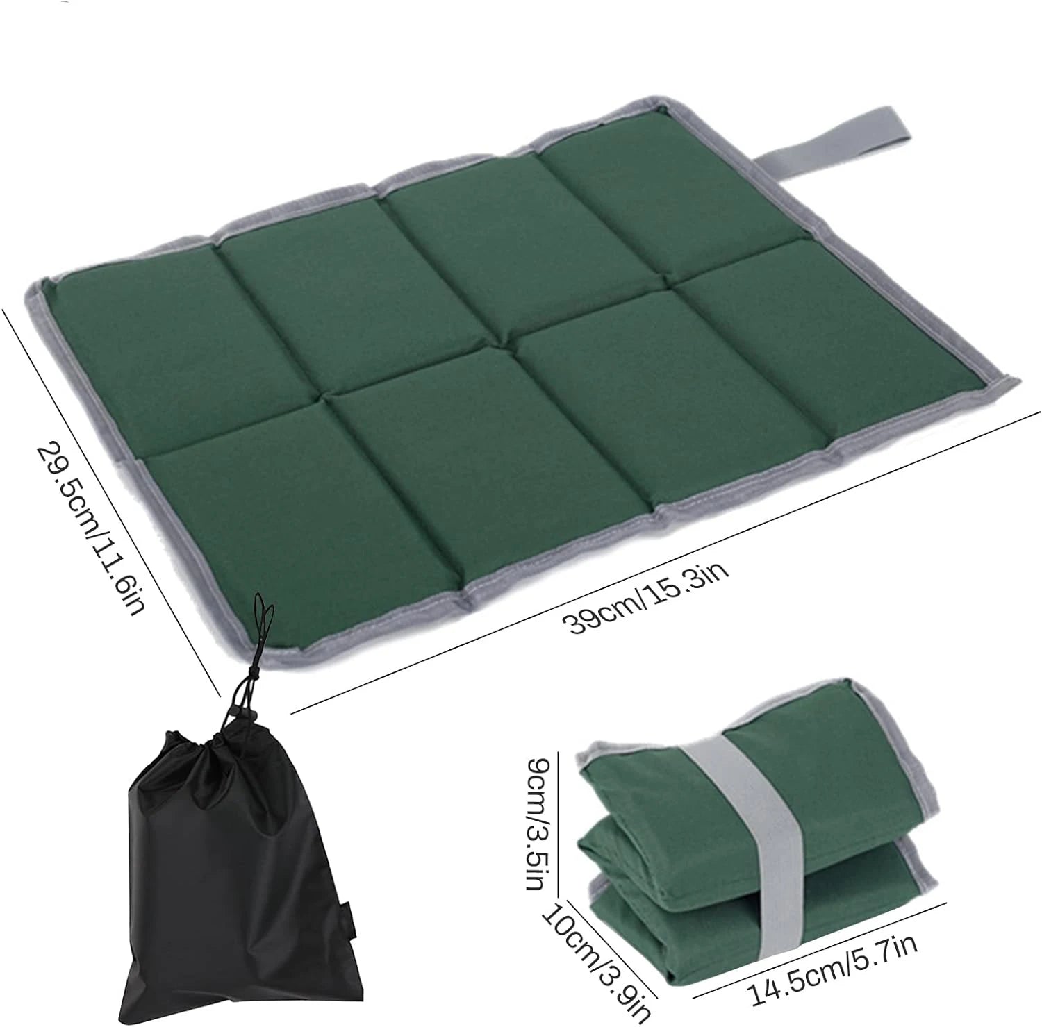 2pcs Durable picnic cushion outdoor portable cushion chair cushion moisture-proof cushion camping cold-proof foldable waterproof Oasis Select 1pc green 39x29cm