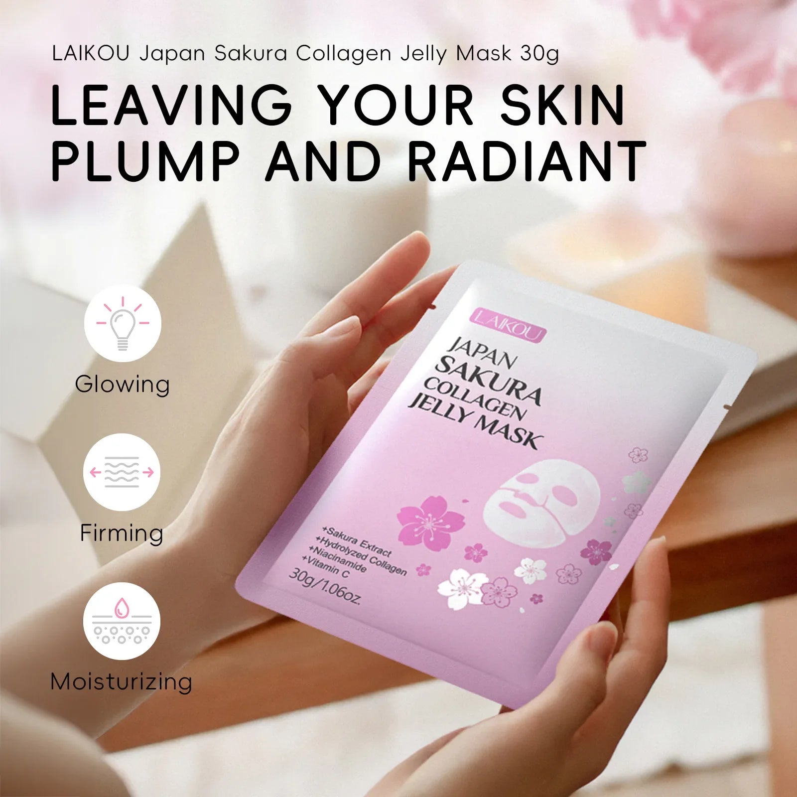 LAIKOU Sakura Collagen Jelly Facial Mask 30g – Hydrating Gel