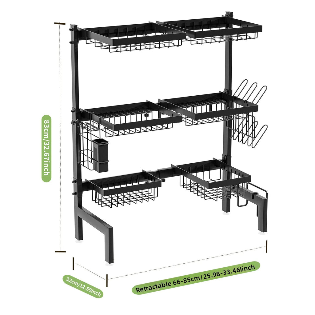 Retractable sink rack, kitchen knives, chopsticks, dishes storage rack, multi-functional drain bowl rack above the sink Oasis Select third floor