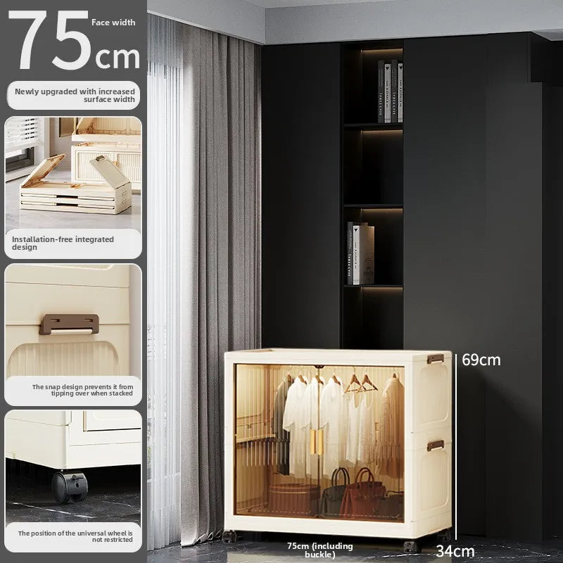 55-85 Children's simple wardrobe, clothes storage cabinet, multi-layer installation-free household snack locker, foldable Oasis Select 75CM A