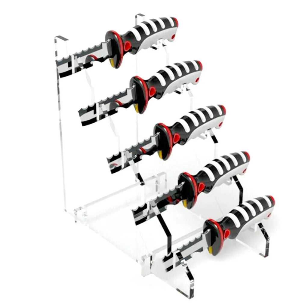 5-Slot Knives Display Stand For Camping Acrylic Transparent Knives Tool Storage Rack Stair Style Display Stand Holder For Campe Oasis Select