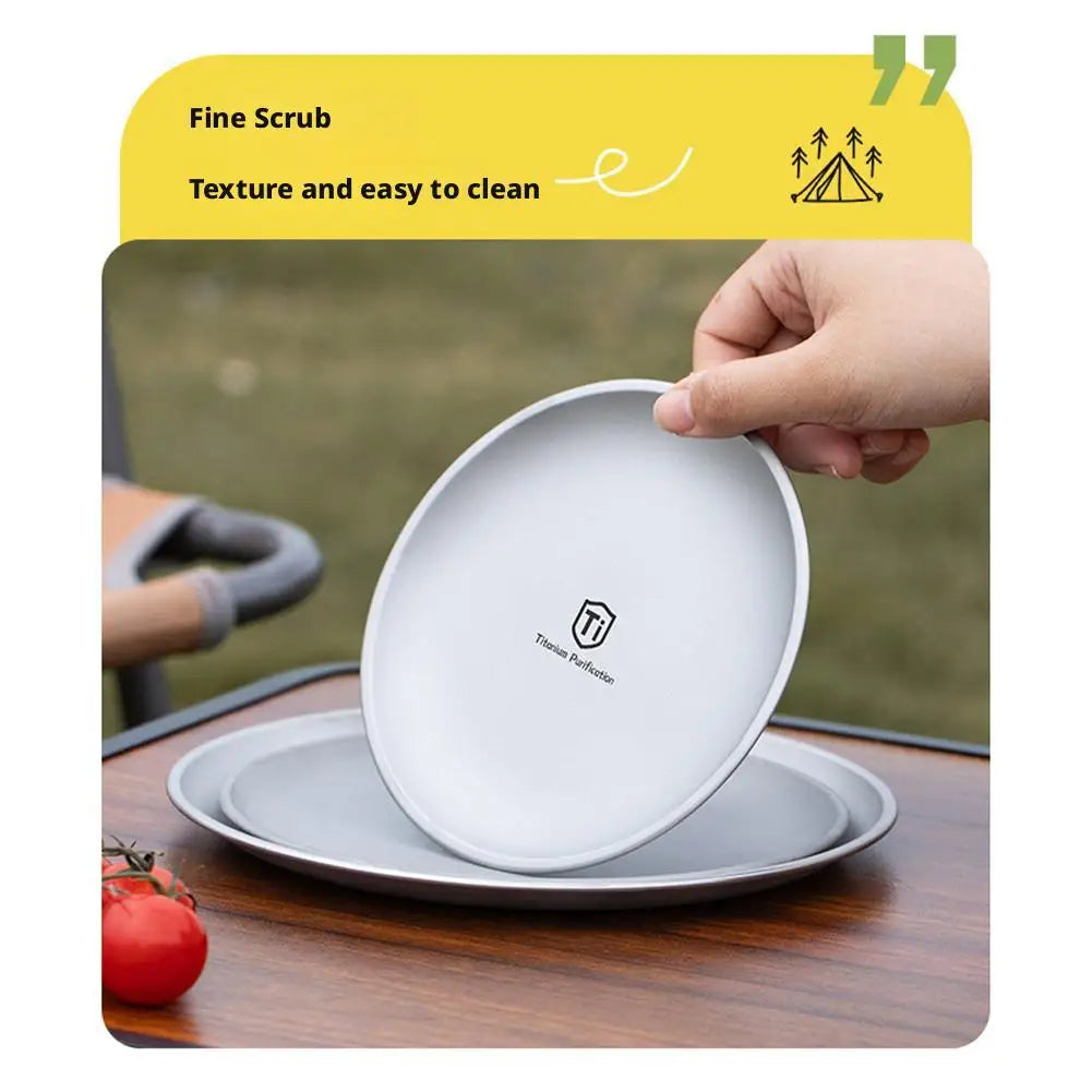 Titanium Camping Dining Plate Travel Tableware Stackable Ultra Lightweight Portable Supplies Dinnerware Home Outdoor Cookware Oasis Select
