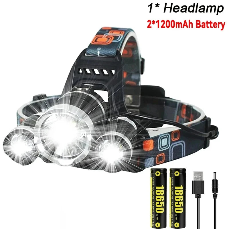 Mini Portable XPE+COB Headlamp USB Rechargeable Use 18650 Battery Headlight Outdoor Camping Fishing LED Head Flashlight Oasis Select 1200MaH Battery-B