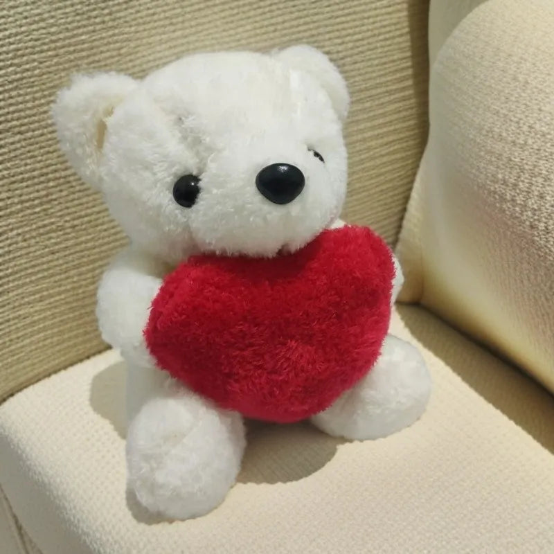 Valentines Day Heart Bear Plush Toy Wedding Proposal Gift for Girlfriend Anniversary Romantic Stuffed Animal Doll Home Decor Oasis Select White