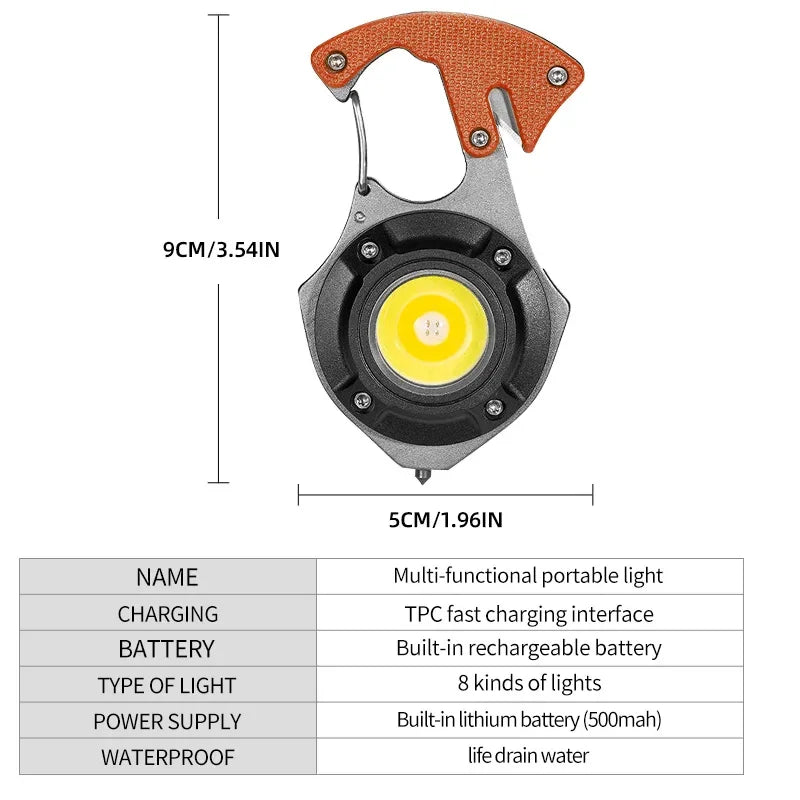 Portable Mini Multi-Function Keychain Light Maintenance Light Outdoor Camping Rechargeable Flashlight Cob Work Light Oasis Select