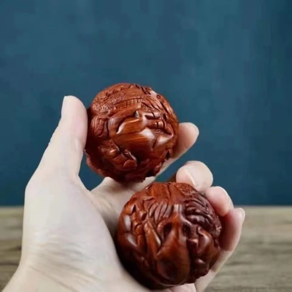 Huanghuali Zodiac health ball handball massage ball engraving fitness ball solid wood carving decoration Oasis Select