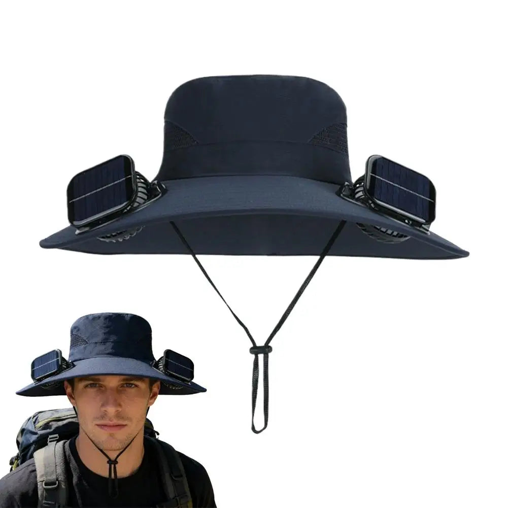 Solar Fan Hat – Wide Brim UV Protection & 3-Speed Cooling