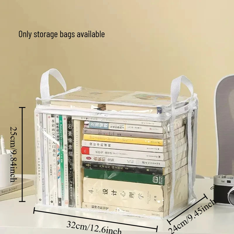 Large Capacity Clear Storage Tote Bag Waterproof Organizer with Reinforced Handles for Books Toys & Home Organization Oasis Select White medium