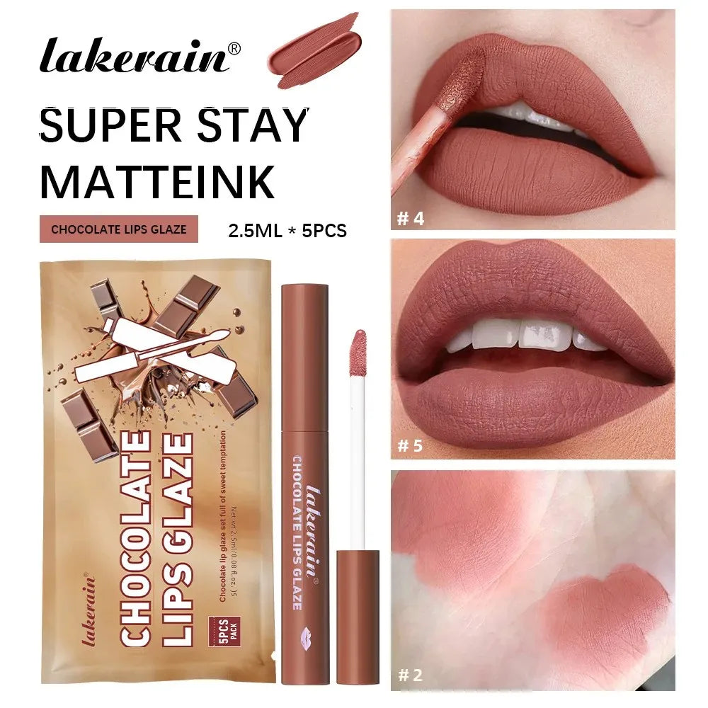 Velvet Matte Lip Glaze Waterproof Long Lasting Non Sticky Chocolate Lip Gloss Set Oasis Select