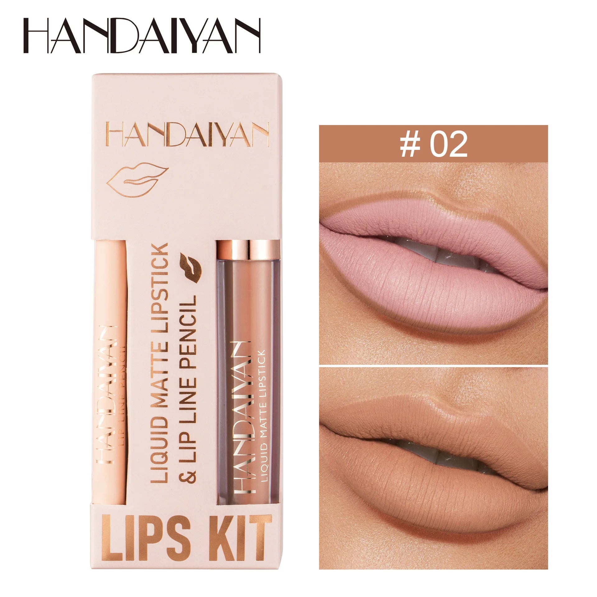 Women 2 in 1 Lipstick and Liner Set Waterproof Matte Makeup Korean Beauty Long Lasting Cosmetic Lip Kit Oasis Select 02