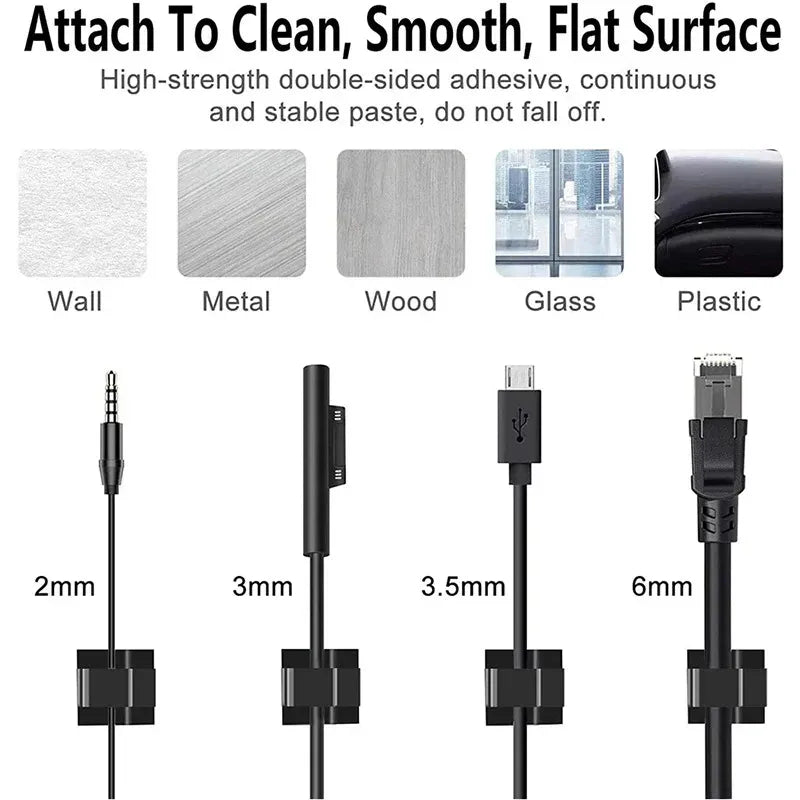 10/20/40pcs Cable Organizer Clips Cable Management Wire Manager Cord Holder Charging Data Line Bobbin Winder Wall Mounted Hook Oasis Select