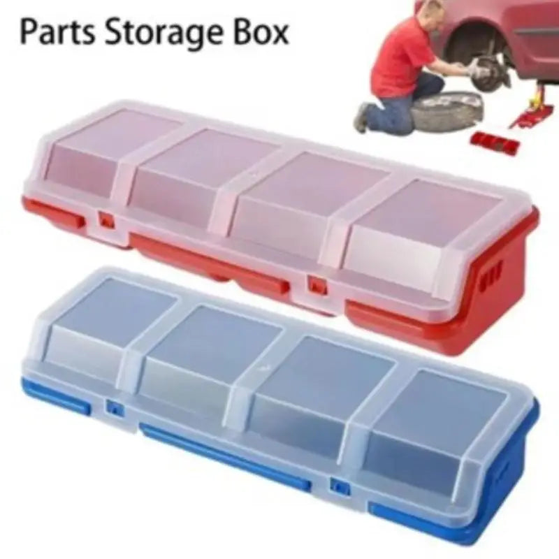 4 Grid Plastic Hardware Storage Box with Lid, Screw Organizer Case for Small Parts, Blue Red Black Available Oasis Select